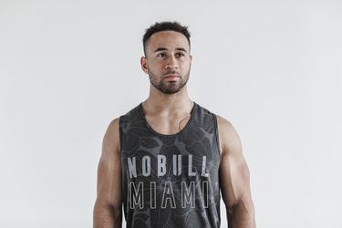 Nobull Miami Men's Tank Tops Grey | Australia (DN8231)